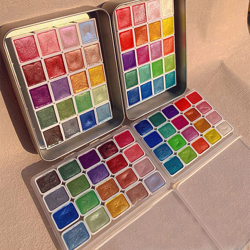 Meno reikmenys Nešiojami 20 spalvų vientisa akvarelė perlamutriniai dažai nagų dailės akvarelės rinkinys pigmento metalo blizgučiai Acuarela