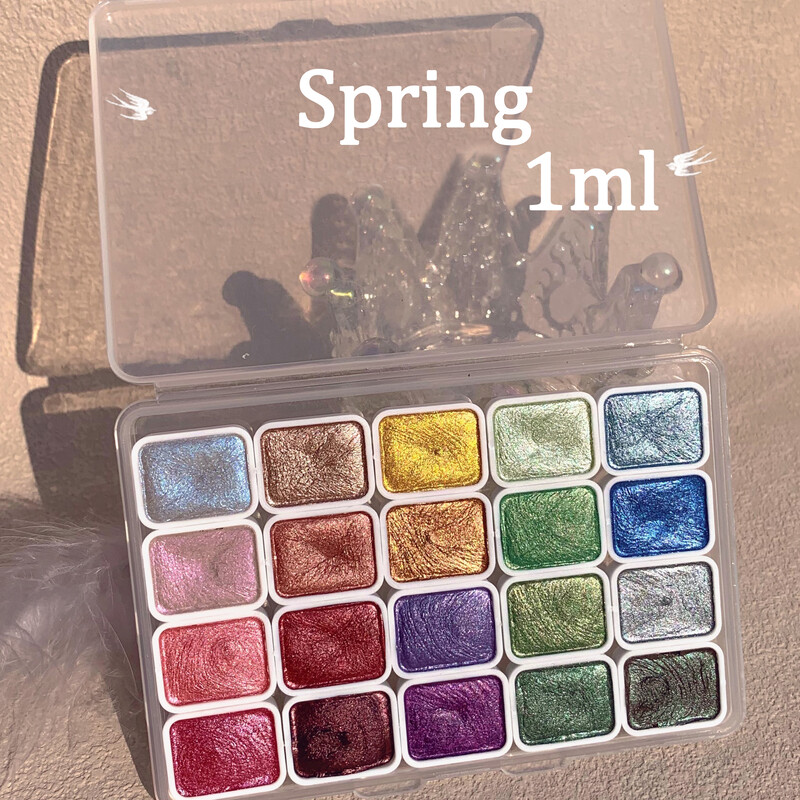 Meno reikmenys Nešiojami 20 spalvų vientisa akvarelė perlamutriniai dažai nagų dailės akvarelės rinkinys pigmento metalo blizgučiai Acuarela