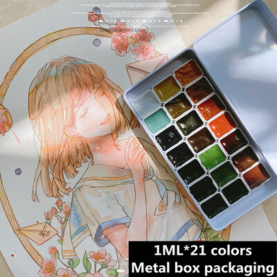 Japan Holbein 21 spalvos Morandi akvarelės antrinė pakuotė Acuarelas, atitinkantis pažangius pilkus nagų dažymo reikmenis