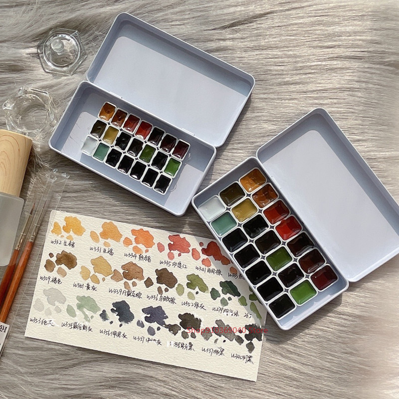 Japan Holbein 21 spalvos Morandi akvarelės antrinė pakuotė Acuarelas, atitinkantis pažangius pilkus nagų dažymo reikmenis