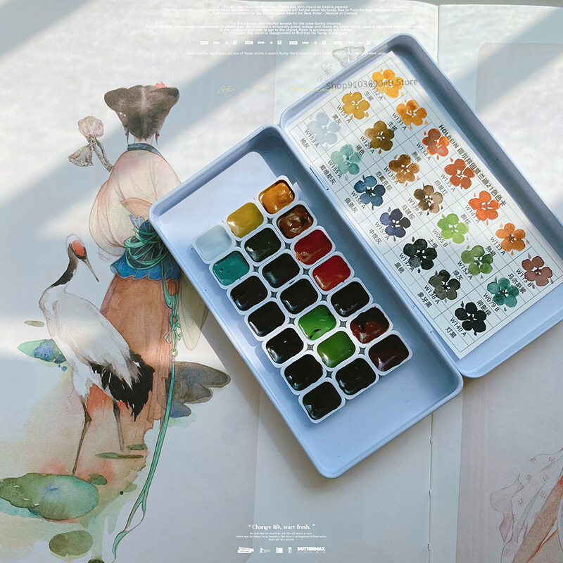 Japan Holbein 21 spalvos Morandi akvarelės antrinė pakuotė Acuarelas, atitinkantis pažangius pilkus nagų dažymo reikmenis