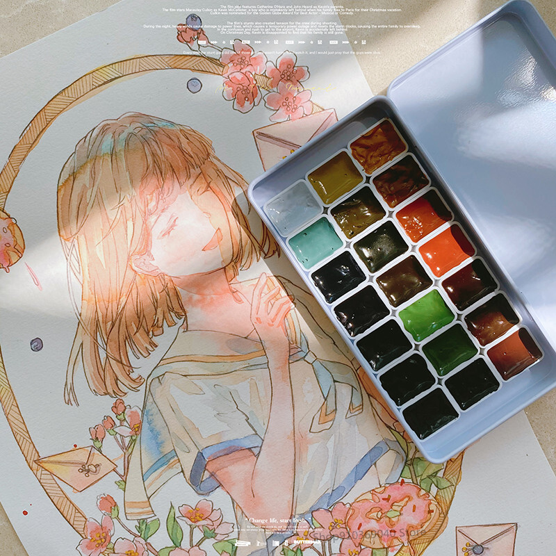 Japan Holbein 21 spalvos Morandi akvarelės antrinė pakuotė Acuarelas, atitinkantis pažangius pilkus nagų dažymo reikmenis