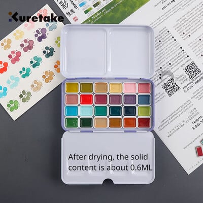 Kuretake 24-цветна акварелна боя Опаковка Пролетна ограничена цветна плътна китайска боя за рисуване Acuarela Студентски артикули