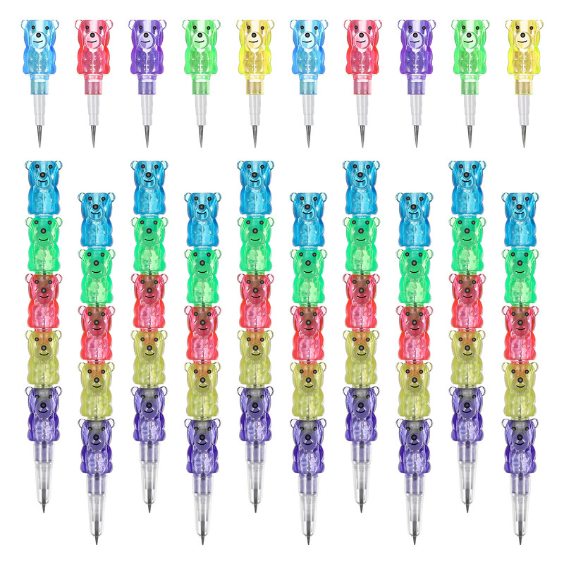 15 τεμ Bear Building Block μολύβια μολυβιών για παιδιά Διασκεδαστικά στοιβαζόμενα Cool LED μηχανικές μπομπονιέρες Παιδί γενεθλίων