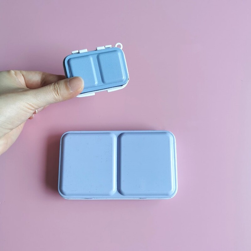 Vaikiška mini 6 tinklelių spalvų dėžutė Nešiojama akvarelės paletė Kelionių tapybos eskizas Drėkinamoji dėžutė Dažų dėžutė Meno reikmenys