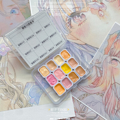 Rankų darbo prekės ženklo akvarelės odos tonai HB/Schmincke/DS/Mijello 12color 24 spalvos su kortele Akvarelės pradedantiesiems tapybos reikmenys