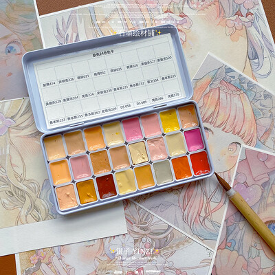 Rankų darbo prekės ženklo akvarelės odos tonai HB/Schmincke/DS/Mijello 12color 24 spalvos su kortele Akvarelės pradedantiesiems tapybos reikmenys