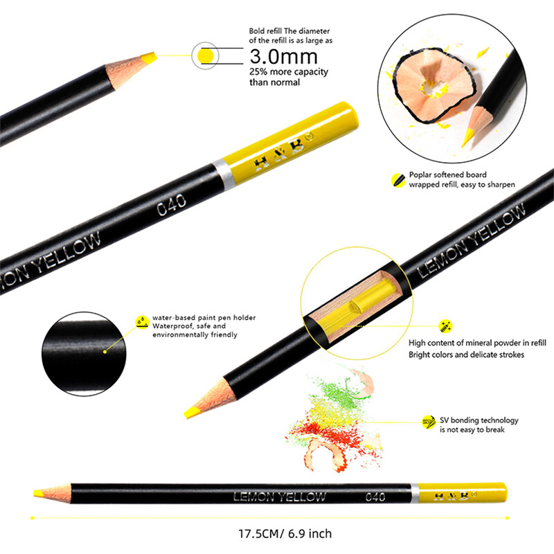 H&B Aukštos kokybės Soft Core Adult Coloring 24vnt ryškių spalvų aliejinių spalvų pieštukų rinkinys