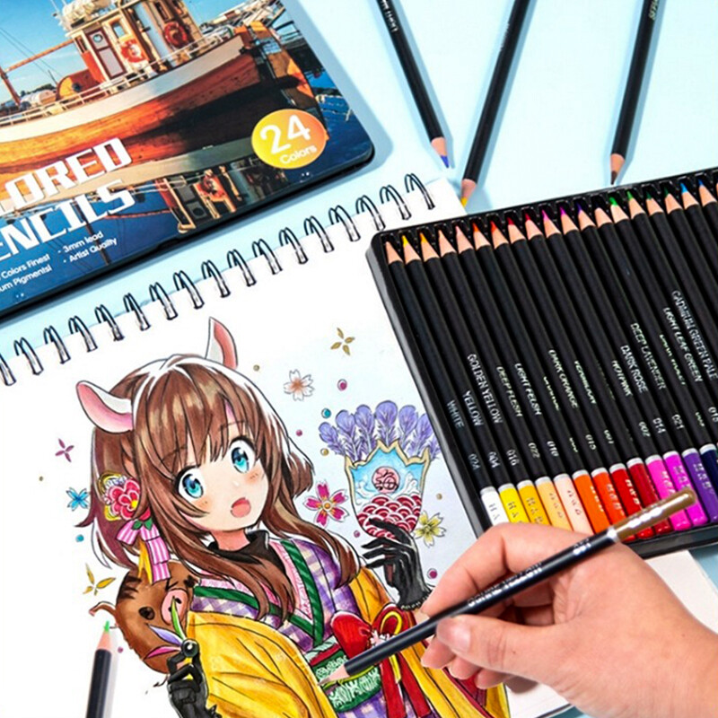 H&B Aukštos kokybės Soft Core Adult Coloring 24vnt ryškių spalvų aliejinių spalvų pieštukų rinkinys