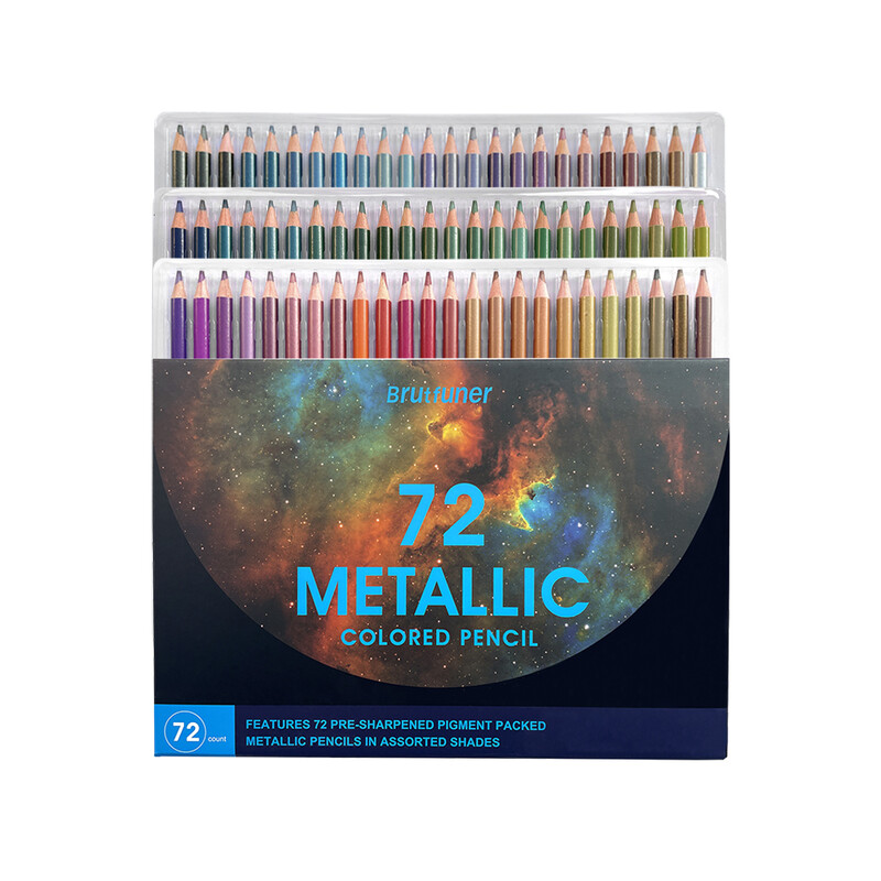 Brutfuner NOVO 72Pcs Metalik Olovke u boji Drveni crtež Skica Set mekih olovaka Olovke u boji za studente Likovni pribor