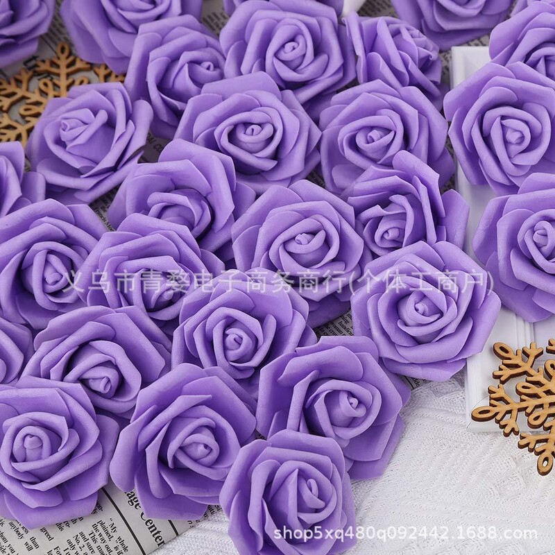 Flori artificiale de 7 cm Trandafiri falși din spumă cu aspect real Perfect pentru buchete de nuntă DIY Decorarea casei Ziua Îndrăgostiților