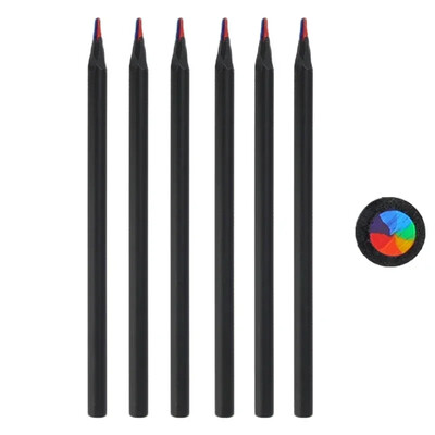 12/1 vnt. vaivorykštės spalvoti pieštukai, įvairiaspalviai 7 spalvų viename pieštukai, vaikų piešimo raštinės reikmenys, spalvinimas, eskizų kūrimas, mediniai meno reikmenys