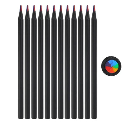 12/1 vnt. vaivorykštės spalvoti pieštukai, įvairiaspalviai 7 spalvų viename pieštukai, vaikų piešimo raštinės reikmenys, spalvinimas, eskizų kūrimas, mediniai meno reikmenys