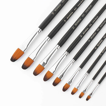 9Pcs Artist Paint Brushes Найлонова горска боя Комплект четки за рисуване с дълга дръжка за рисуване с масла, акрил, гваш и акварел