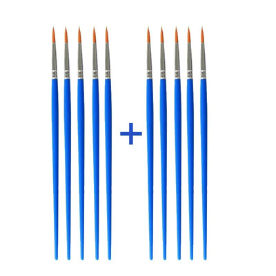 10 buc. Pensule de vopsea pentru artist DIY pentru copii, rotund, plat, miniatural, păr din nailon, acrilic, acuarelă, truse de artă guașă