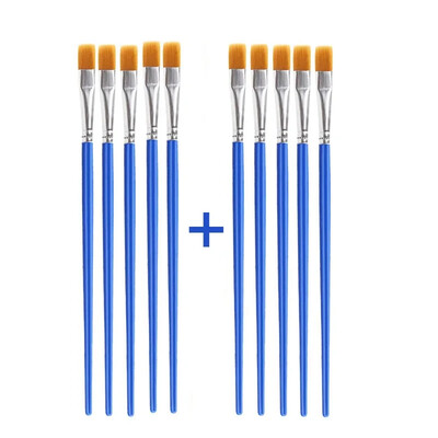 10 buc. Pensule de vopsea pentru artist DIY pentru copii, rotund, plat, miniatural, păr din nailon, acrilic, acuarelă, truse de artă guașă