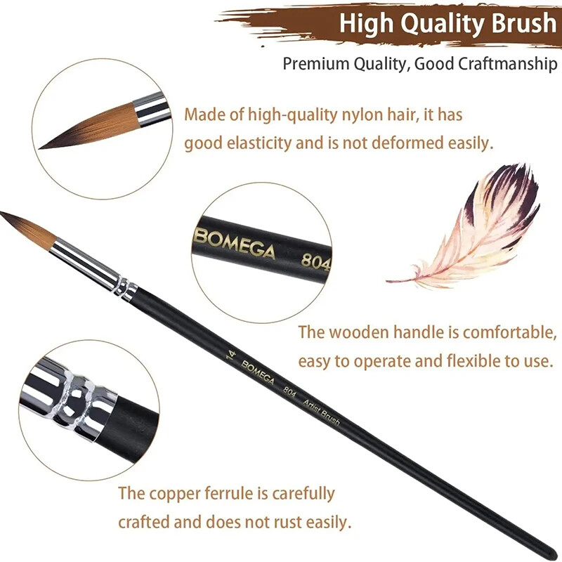 Σετ βούρτσες 9 τμχ Επαγγελματική βούρτσα βαφής με στρογγυλή μύτη νάιλον ακρυλική βούρτσα μαλλιών για ακρυλική ελαιογραφία με ακουαρέλα