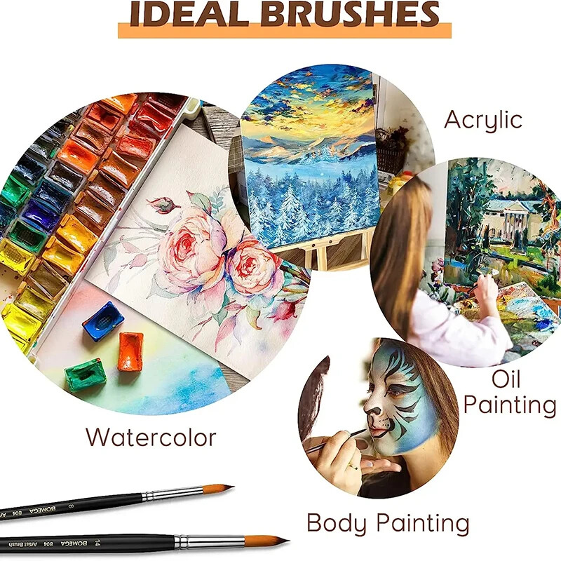 Σετ βούρτσες 9 τμχ Επαγγελματική βούρτσα βαφής με στρογγυλή μύτη νάιλον ακρυλική βούρτσα μαλλιών για ακρυλική ελαιογραφία με ακουαρέλα