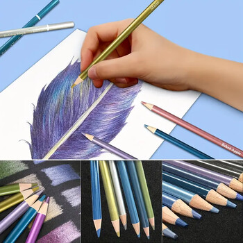 Brutfuner 50/72 Piece Metallic Colored Pencil Kit Σετ μολυβιού σχεδίασης από μαλακό ξύλο σκίτσο μολυβιών για προμήθειες τέχνης φοιτητών καλλιτεχνών