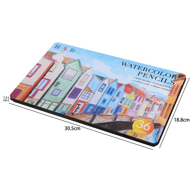 Profesionalus 36 spalvingas vandenyje tirpus akvarelinis pieštukų rinkinys šepetys, mediniai mokykliniai reikmenys Plomo De Color En Agua