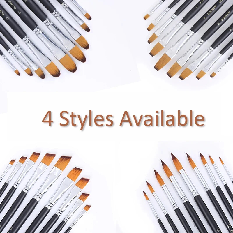 9 vnt. Dažų šepetėlių rinkinys Profesionalus dažų šepetėlis su apvaliu smailiu galu Nailono plaukų akrilinis šepetys akriliniam akvareliniam aliejiniam dažymui