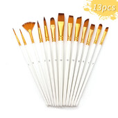 13 vnt. Dažų šepetėlių rinkinys Profesionalus dažų šepetėlis su apvaliu smailiu galu Nailono plaukų akrilinis šepetys akriliniam akvareliniam aliejiniam dažymui