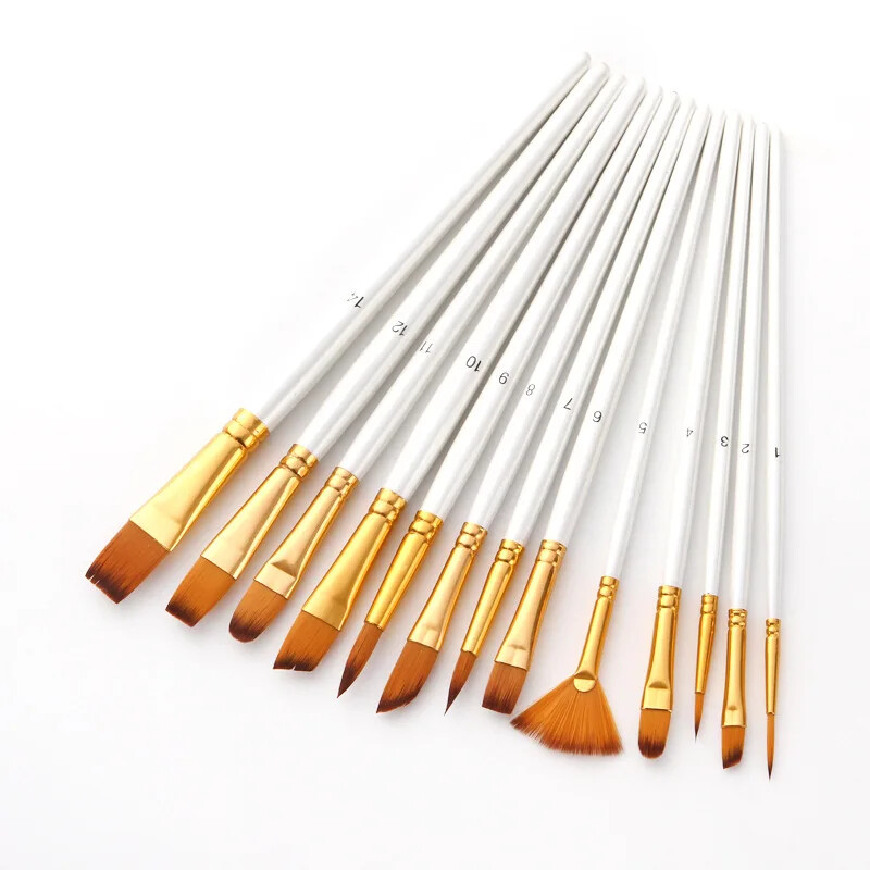 13 vnt. Dažų šepetėlių rinkinys Profesionalus dažų šepetėlis su apvaliu smailiu galu Nailono plaukų akrilinis šepetys akriliniam akvareliniam aliejiniam dažymui