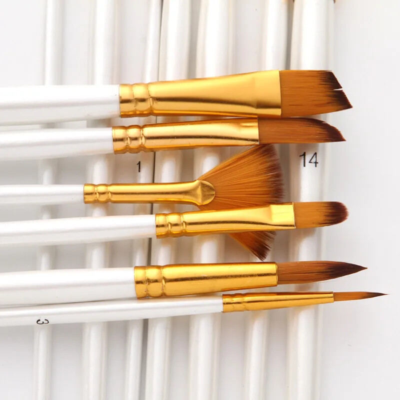 13 vnt. Dažų šepetėlių rinkinys Profesionalus dažų šepetėlis su apvaliu smailiu galu Nailono plaukų akrilinis šepetys akriliniam akvareliniam aliejiniam dažymui