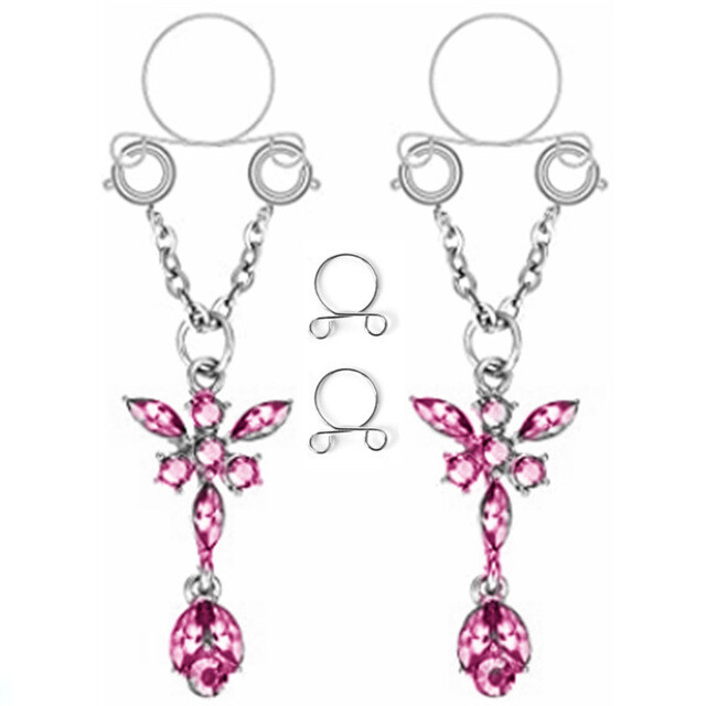 vânzare directă inel de sân fals ciucuri reglabil piercing mamelon bijuterii pentru corp