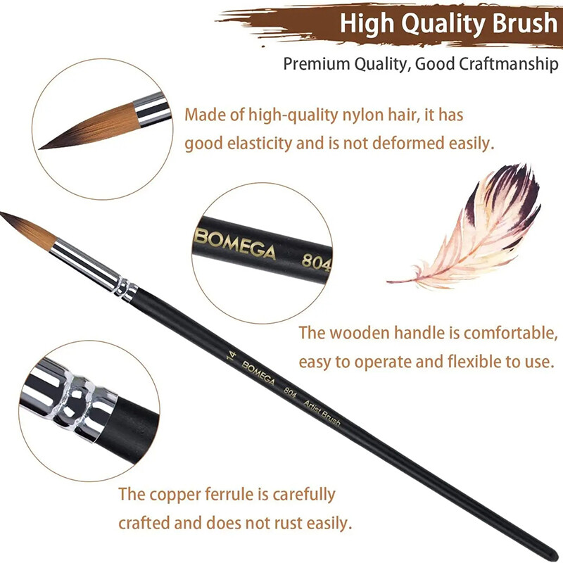 Πινέλα ακουαρέλας Επαγγελματική στρογγυλή βούρτσα ζωγραφικής 9 τμχ/σετ Πινέλο για ακουαρέλα ακρυλική ζωγραφική μακριά λαβή