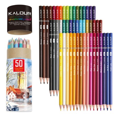KALOUR 50/72 Colors Aliejiniai pieštukai Menininkų pieštukai, Artists Minkšta šerdis su ryškia spalva spalvinimo knygos eskizams piešti