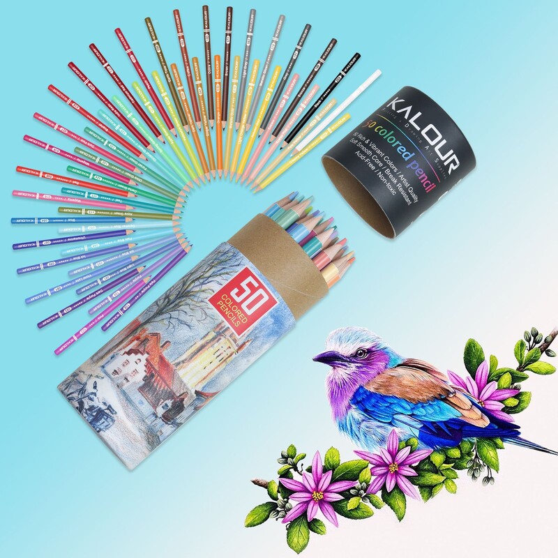 KALOUR 50/72 Colors Aliejiniai pieštukai Menininkų pieštukai, Artists Minkšta šerdis su ryškia spalva spalvinimo knygos eskizams piešti