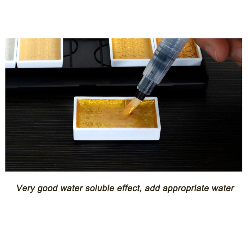 Puikus 5/8 spalvų metalinis vientisas akvarelės pigmento rinkinys su vandens teptuko rašikliu, skirtas menininkų mokyklos mokinių tapybai