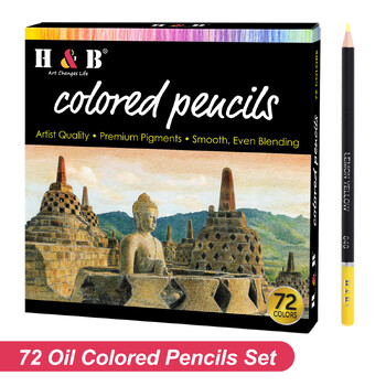 H&B Oil Colored Pencils Set 72 Color Pre-Sharpened Color Sketch Pencils Προμήθειες τέχνης για μαθητές Ενήλικες Καλλιτέχνες Σχέδιο