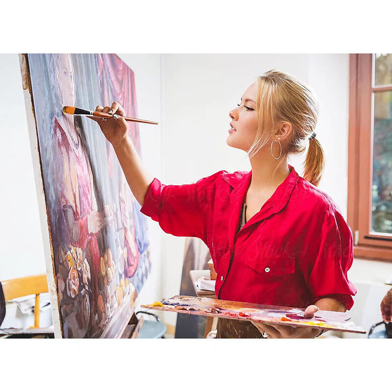 Artist Filbert šepetėlių rinkinys 13 vnt. Minkštas nuo slinkimo nailono plaukų medžio ilga rankena akrilo aliejaus akvareliniam guašui