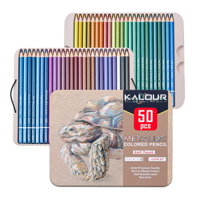 50 buc/set Brutfuner creioane colorate metalice pentru desen creion de culoare din lemn moale creion auriu pentru schiță de artist colorat