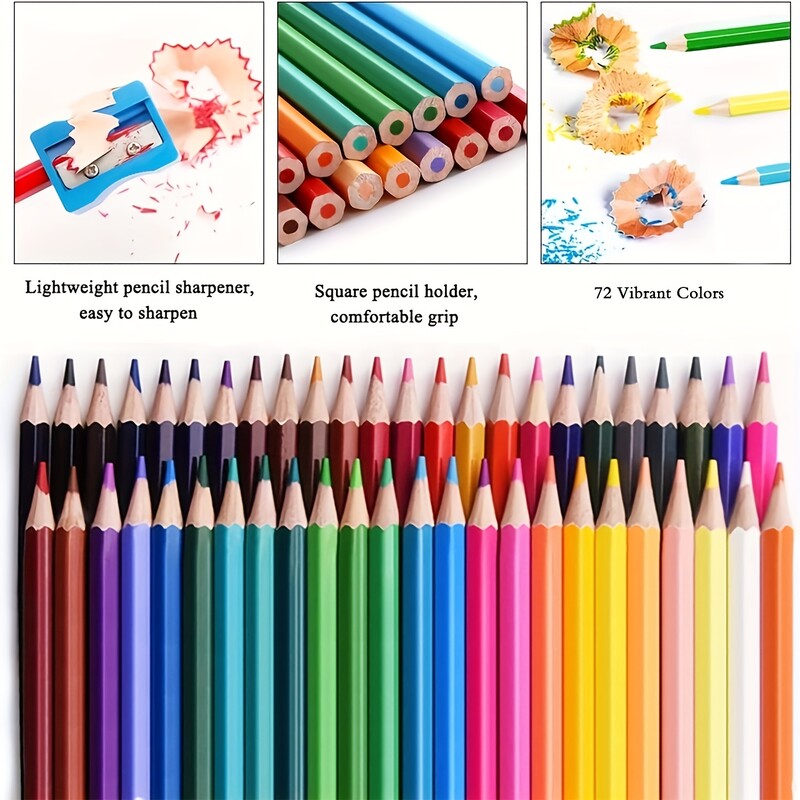 Set de creioane uleioase de 72 de piese cu carcasă roll-up din pânză-perfect pentru colorat, desenat, schiță și lucrare manuală a studenților adulți