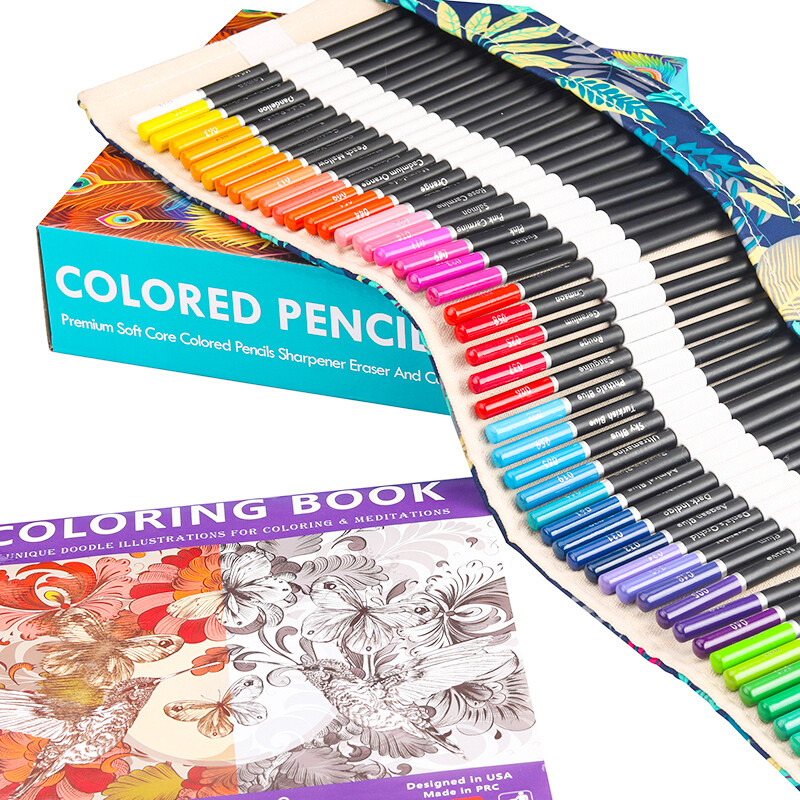 72 vnt. spalvotas pieštukas Premium Artist spalvotų pieštukų rinkinys Rankų darbo drobės pieštukų įvyniojimas Papildomi priedai Pridedami atostogų dovanų pieštukai
