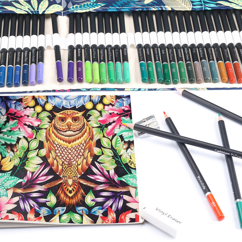 72 vnt. spalvotas pieštukas Premium Artist spalvotų pieštukų rinkinys Rankų darbo drobės pieštukų įvyniojimas Papildomi priedai Pridedami atostogų dovanų pieštukai