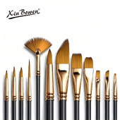 Set de 12 perii din nailon, perii plate din nailon, perii pentru acuarelă, vopsea în ulei, artiști, pictură acrilică amatoare