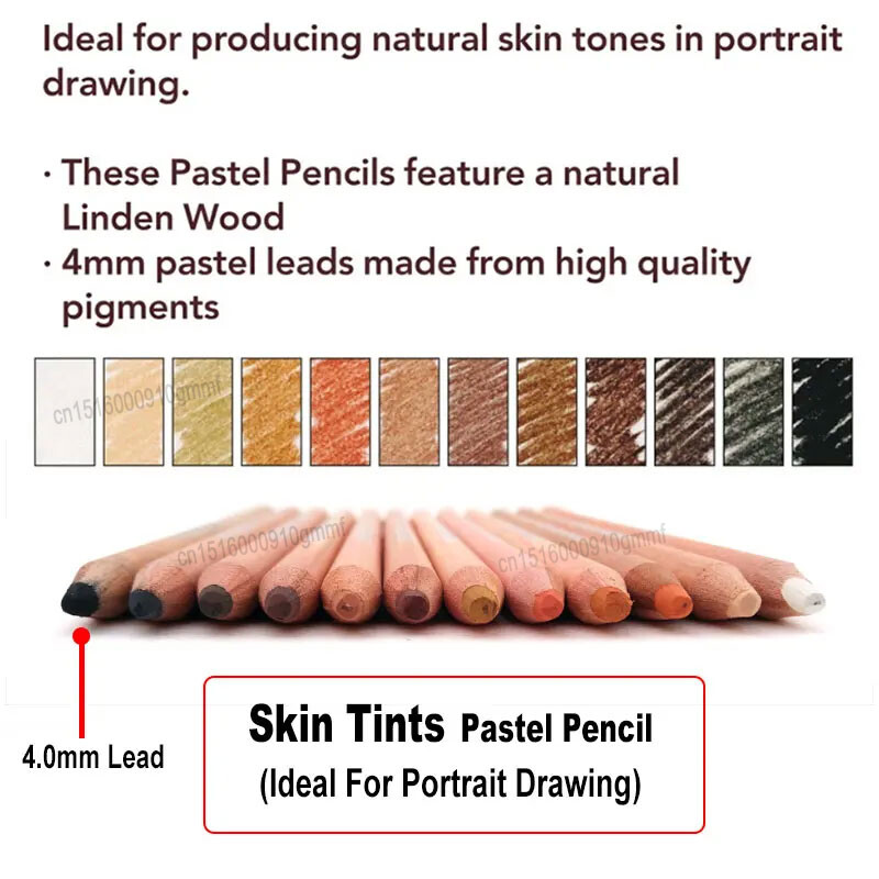 12 vnt. Spalvoti minkšti pasteliniai pieštukai, 4,0 mm švino medinė rankena, skirta odai dažyti, portretas, peizažas, piešinys, eskizas, grafičiai