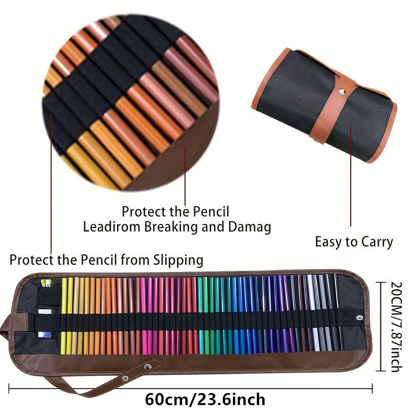2024 48 spalvotų pieštukų rinkinys, nešiojamas drobinis pieštukų dėklas, medinis riebios spalvos pieštukas, skirtas tapyti ir dažyti mokyklos meno reikmenims