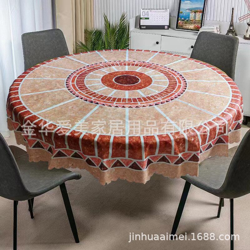 Față de masă rotundă tipărită colorată din poliester în stil boem Compozit EVA Poliester impermeabil și rezistent la ulei Față de masă pentru picnic