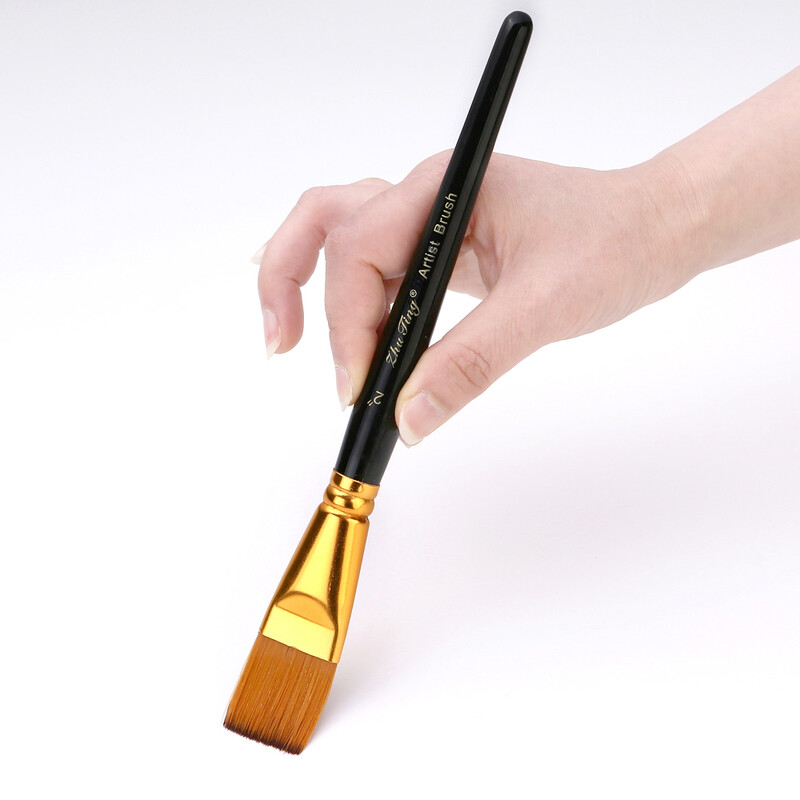 Set de pensule de vopsea 3 buc Pensule plate pentru vopsea cu apa si guache Par nailon si maner scurt din lemn Cadou pentru incepatori