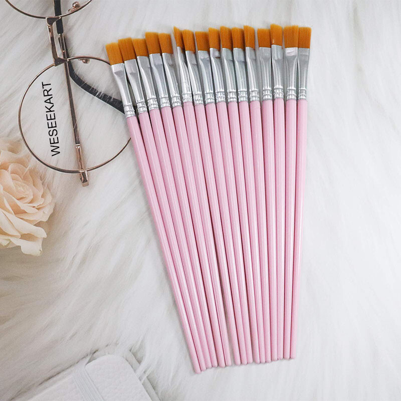 30 tk. Lamedad roosad maalipintslid nailonist juukseplastist käepide detailide jaoks Akrüülküüs akvarellõli, lastekooli projekti klassiruum