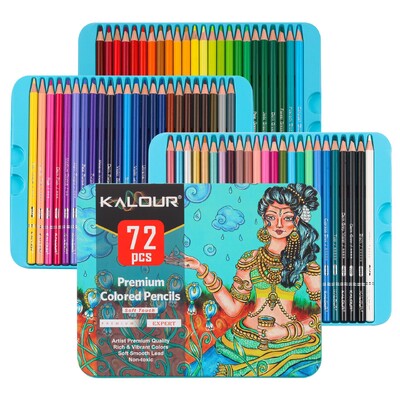 KALOUR 72 de culori Creioane colorate în ulei profesionale artiști miez moale set de creioane vibrante pentru desen pentru schițe umbrire colorat