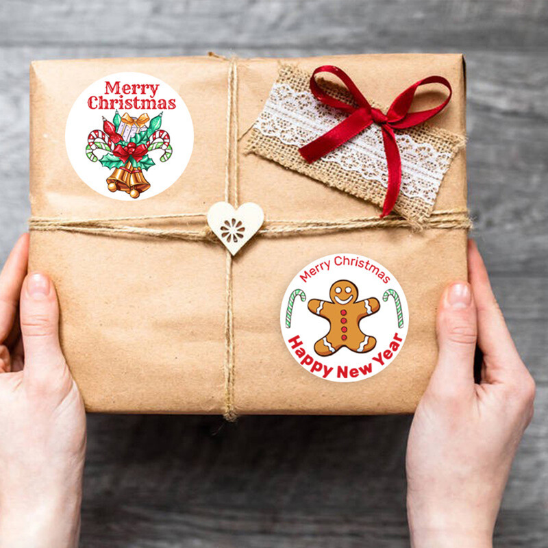 50–500 tk 2,5 cm jõulupitseri kleebis jõulupuu põdra kommikoti pitseri kleebis jõulukinkekarbi sildi kaunistus 1 tolli