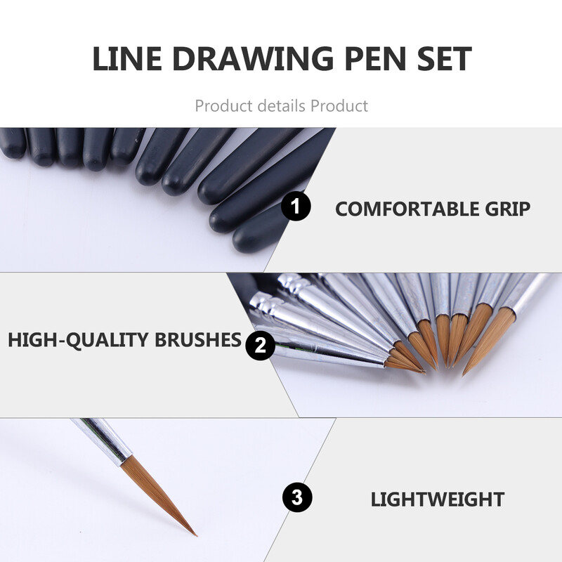 10 kom. Vrlo fina olovka za crtanje Okrugla četka Olovka za oči Liner Uljana boja Detalji Drvo Metal Minijaturne akvarelne slike za malu djecu