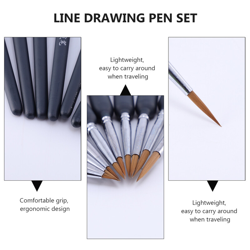 10 kom. Vrlo fina olovka za crtanje Okrugla četka Olovka za oči Liner Uljana boja Detalji Drvo Metal Minijaturne akvarelne slike za malu djecu