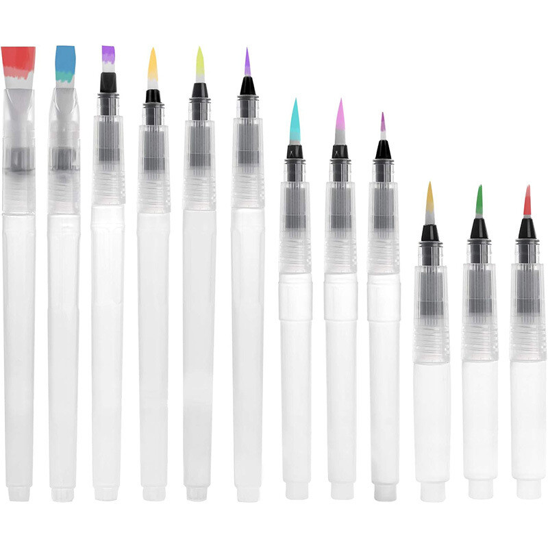 9 tk akvarellipintslite komplekt, vees lahustuv värviline pliiats Akvarellipintsel algajatele või lastele, lihtne kasutada ja täitemaal